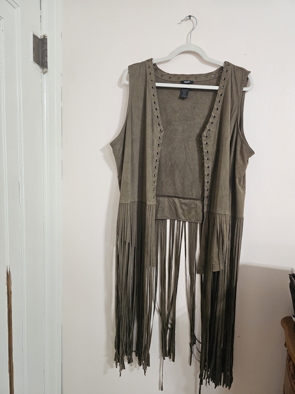 Fringed BOHO 1X 2X 3X Sleeveless Vest - Chocolate Brown
